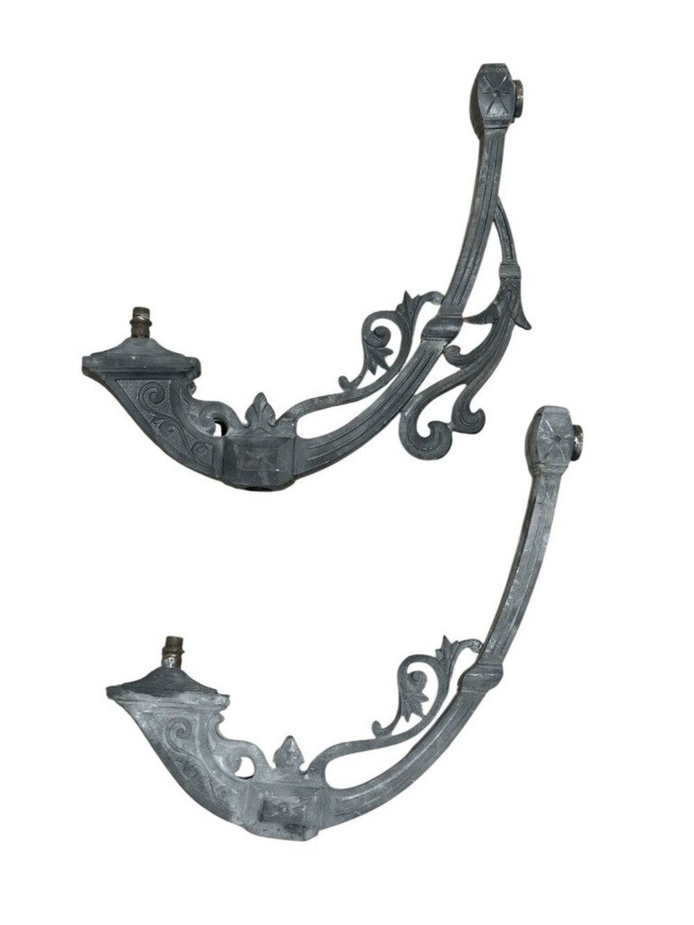 Antique Pair Victorian Style Ornate Cast Iron Gas Light Arms